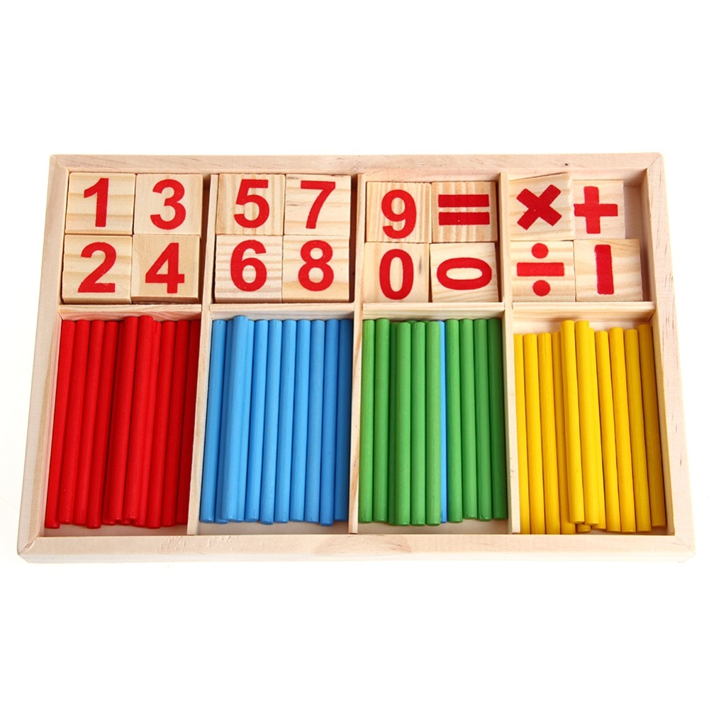 Math Manipulatives Wooden Counting Sticks Baby Kids Preschool Educational Toys