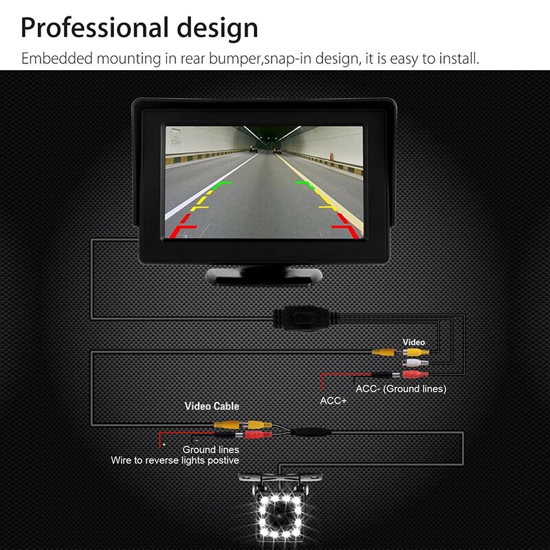 Caméra de recul de voiture caméra de recul caméra de recul étanche CMOS 12LED