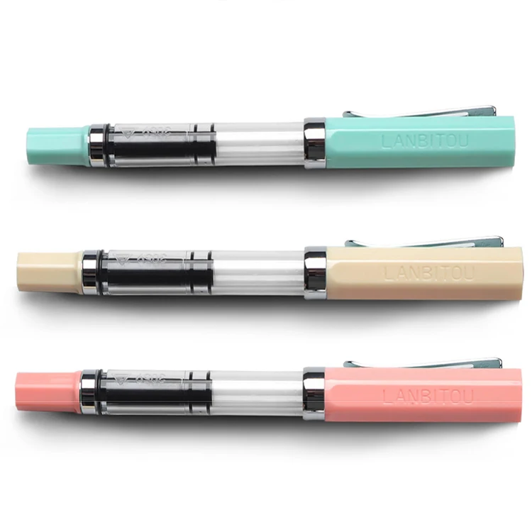 Pluma transparente de plástico para caligrafía para práctica estudiantil, punta con capucha de 0,5mm y Punta de 0,38mm, útiles escolares con tinta de Color: Juego de bolígrafos