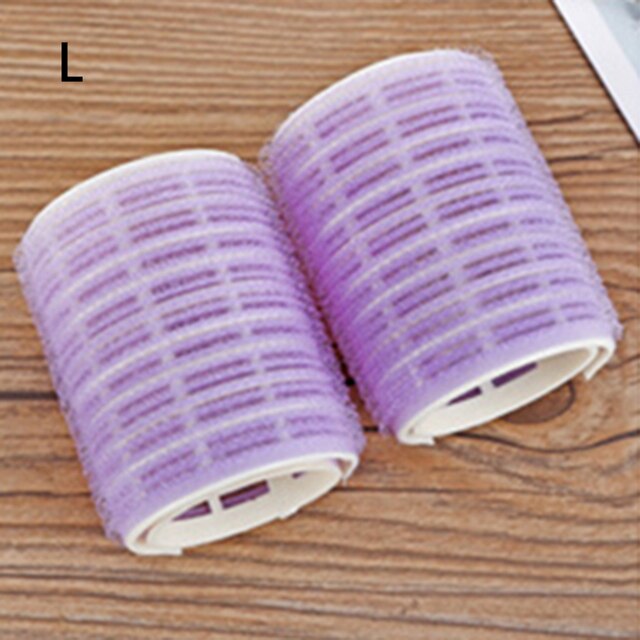 Flequillo de aire fijable, tubo rizador de plástico, plancha autoadhesiva mágica para rizar el cabello, figura perezosa, rizadores de pelo: Purple-L