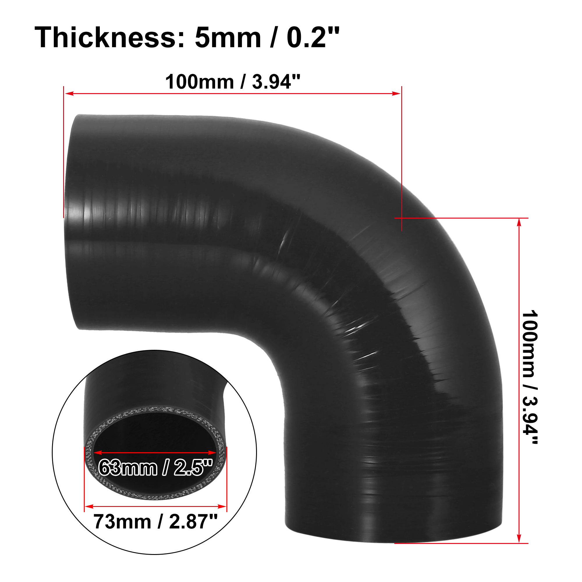 Uxcell-manguera de codo de 90 grados, tubo de silicona, 38, 51, 57, 63, 70, 76, 89, 102MM, conector Intercooler para tubo de entrada Turbo de aire