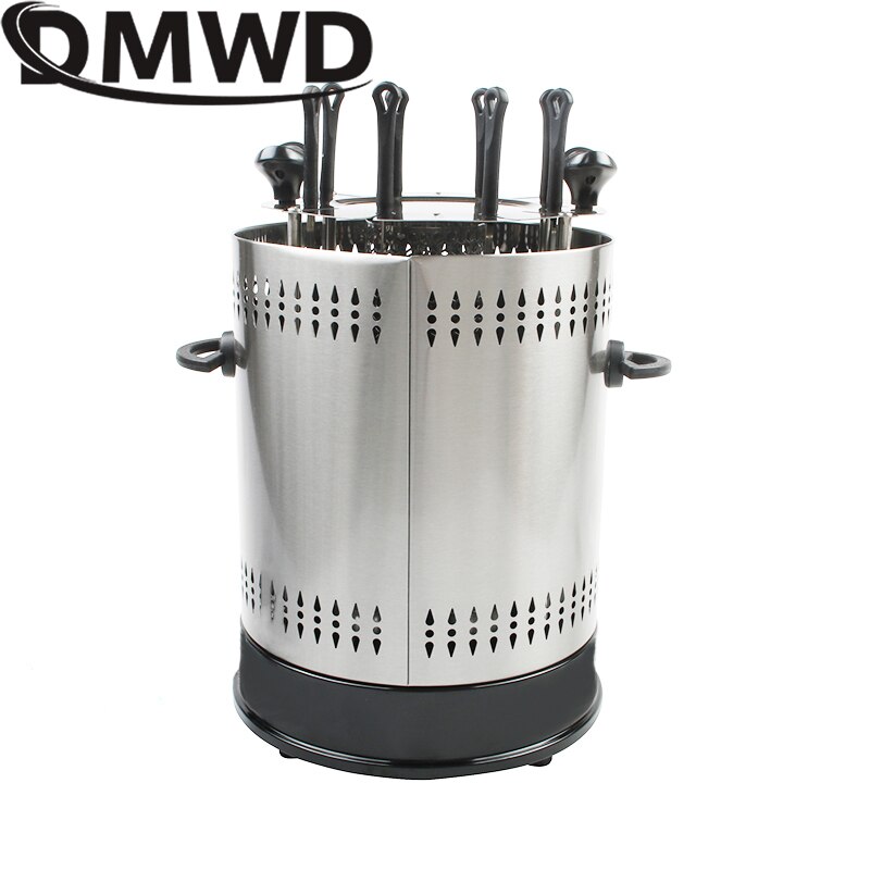 Dmwd 220v røgfri automatisk roterende elektrisk grill grill-ovn barbecue rotisserie kebab stege rotation maskine 8 lam spyd eu