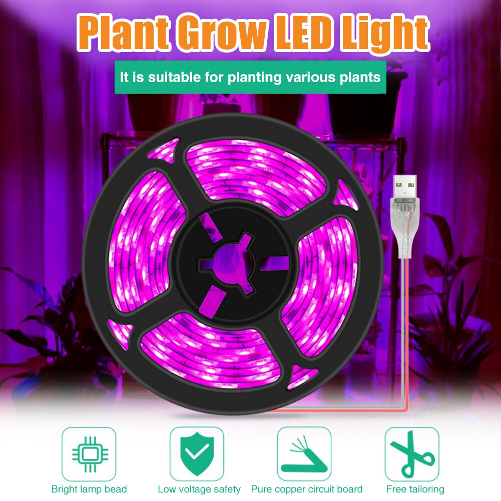 Groeien Licht Strip Led Volledige Spectrum Phyto Lamp Usb 5V 0.5M 1M 2M 3M 2835 smd Planten Bloemen Led Kas Cultivo Hydrocultuur
