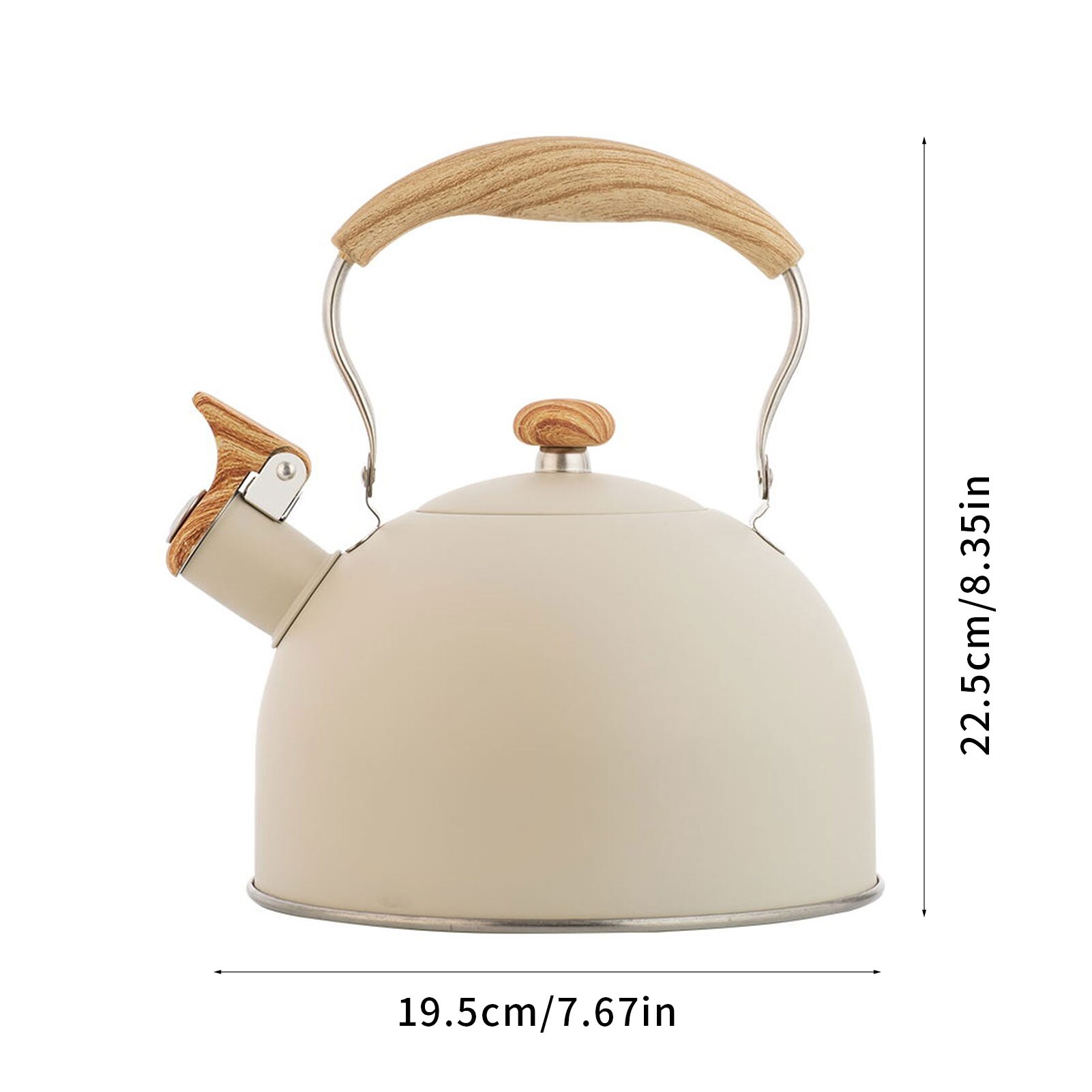 Bouilloire à thé en acier inoxydable, théière universelle en forme de citrouille noire, avec poignée résistante à la chaleur, pour toutes les cuisinières, 3,5 l: 2.5L Beige