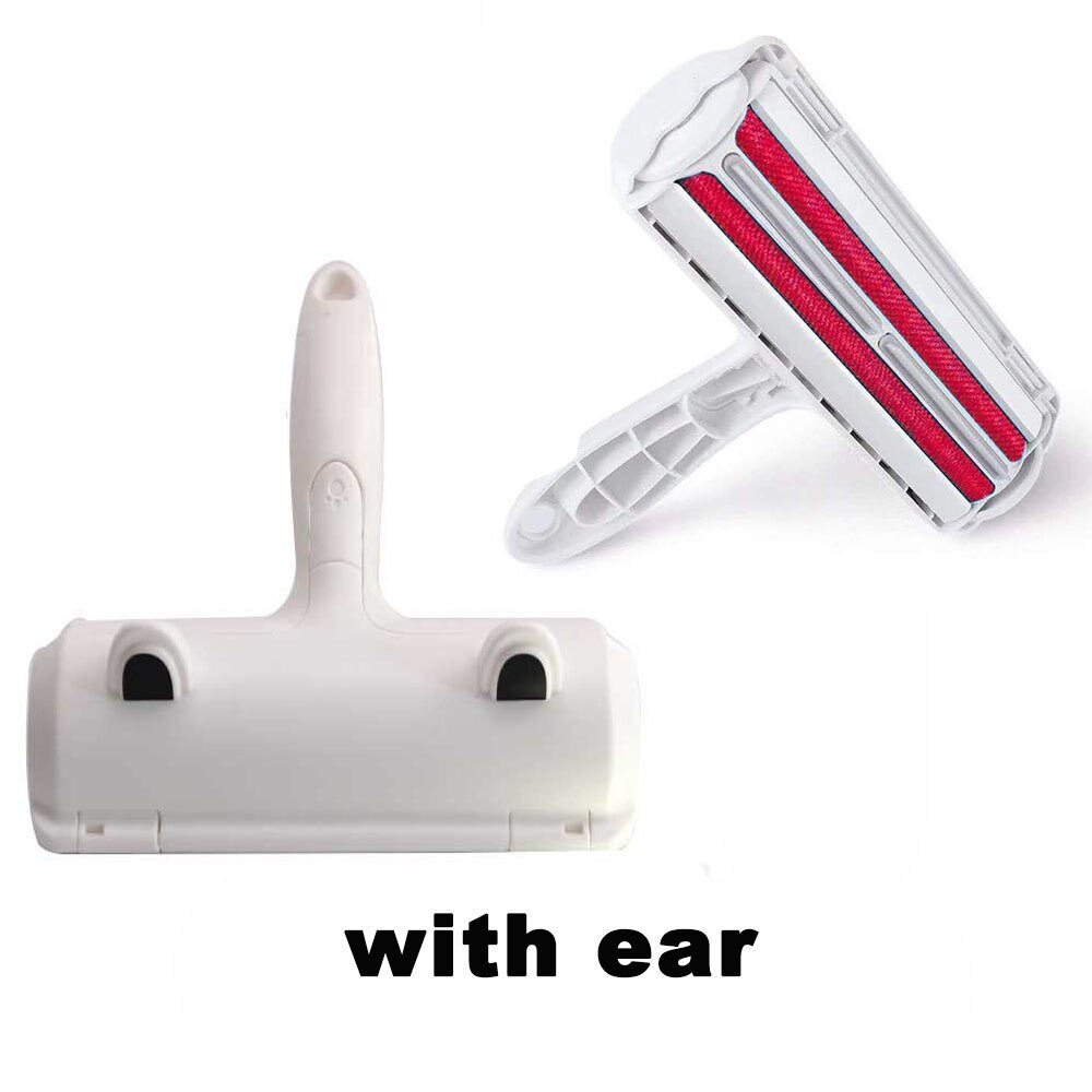 2-Way Pet Hair Remover Roller Pluisjes Verwijderen Borstel Hond Kat Bont Kleding Tapijt Reinigingsborstel Fuzz Scheerapparaat Huisdier kam Gereedschap Accessoires: red with ear