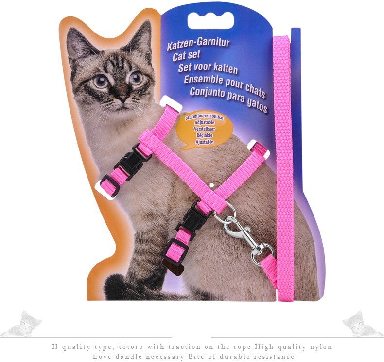 Smycz dla zwierząt zestaw klatka piersiowa regulowana uprząż dla kotów chodzenie pas piersiowy obroże dla kotów szczyt na zewnątrz chodzić pasek artykuły dla psów: różowy