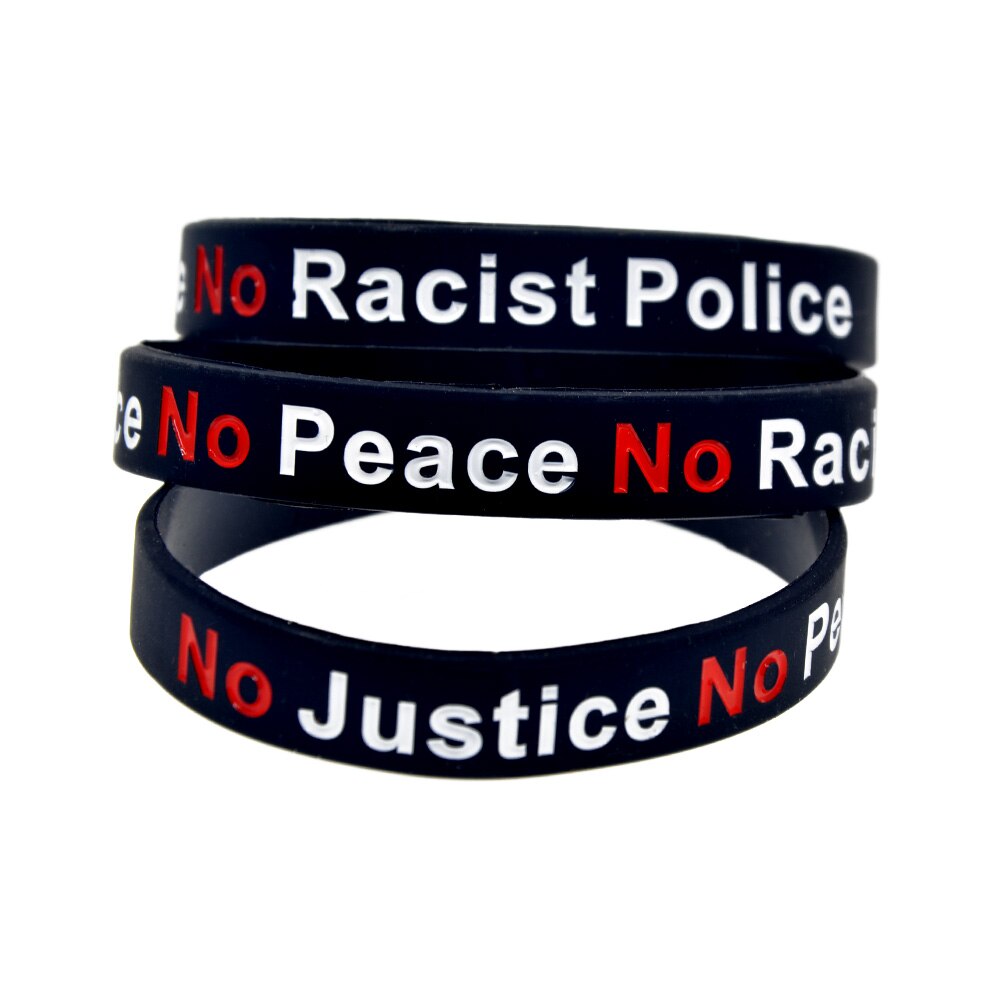 Obh 50 stk ingen retfærdighed ingen fred ingen racistisk politi silikone gummi armbånd