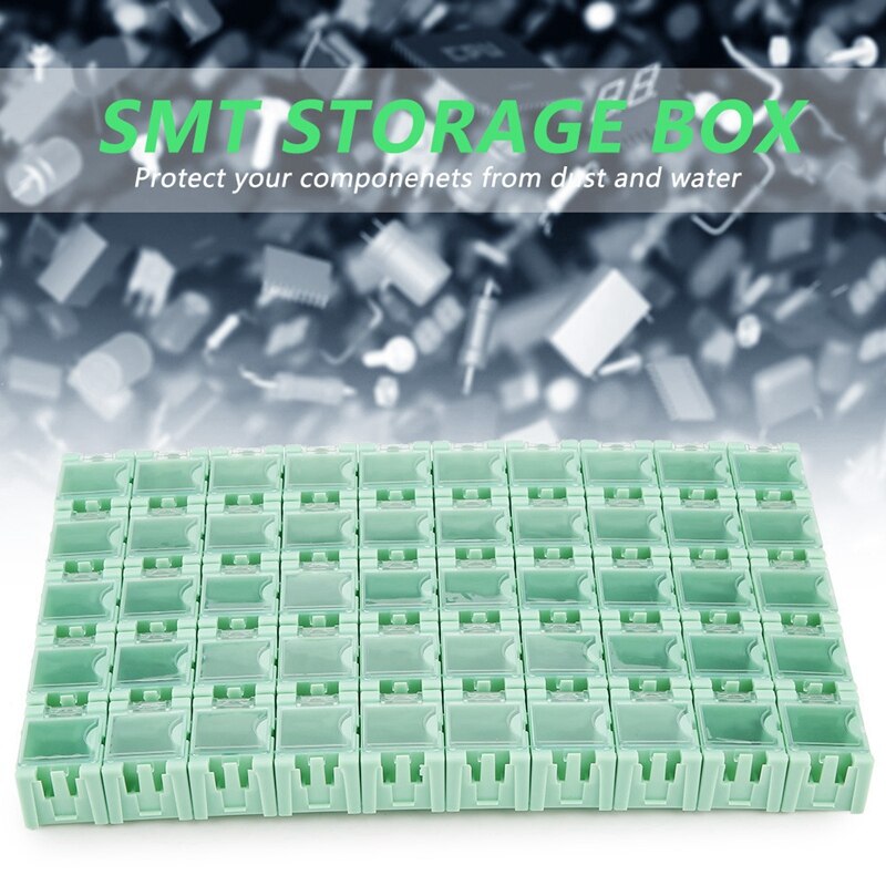 50 Uds SMT SMD componentes electrónicos cajas contenedores de almacenamiento componentes electrónicos de auto-bloqueo hebilla cajas Mini de almacenamiento