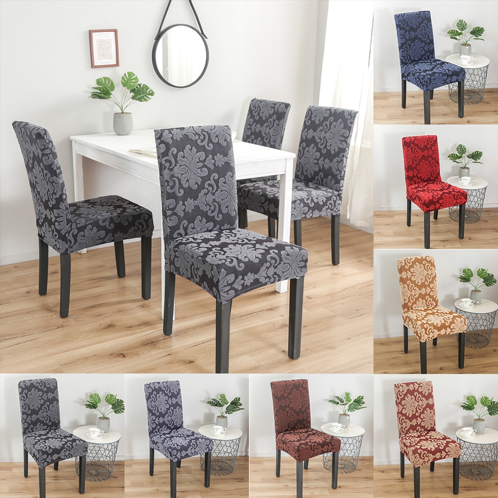 Elastic Chair Cover Printed Removable Jacquard Slipcover Anti-dirty Dining Seat Cover Protector For Home Restaurant Hotel Office