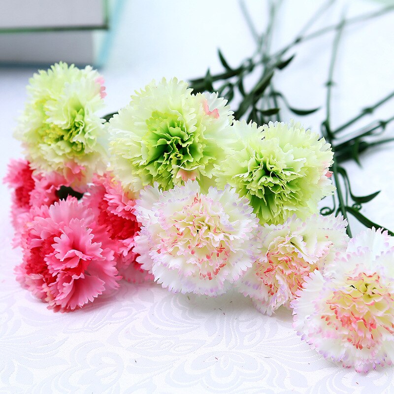 The simulation flower carnation single artificial flower decoration silk flowers on mother's day teacher's day