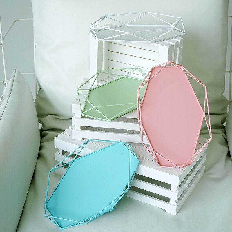 Plateau de forme géométrique macaron | Outils à gâteau de couleur pour le dessert, décoration de table basse, rangement de parfum/maquillage/bijoux