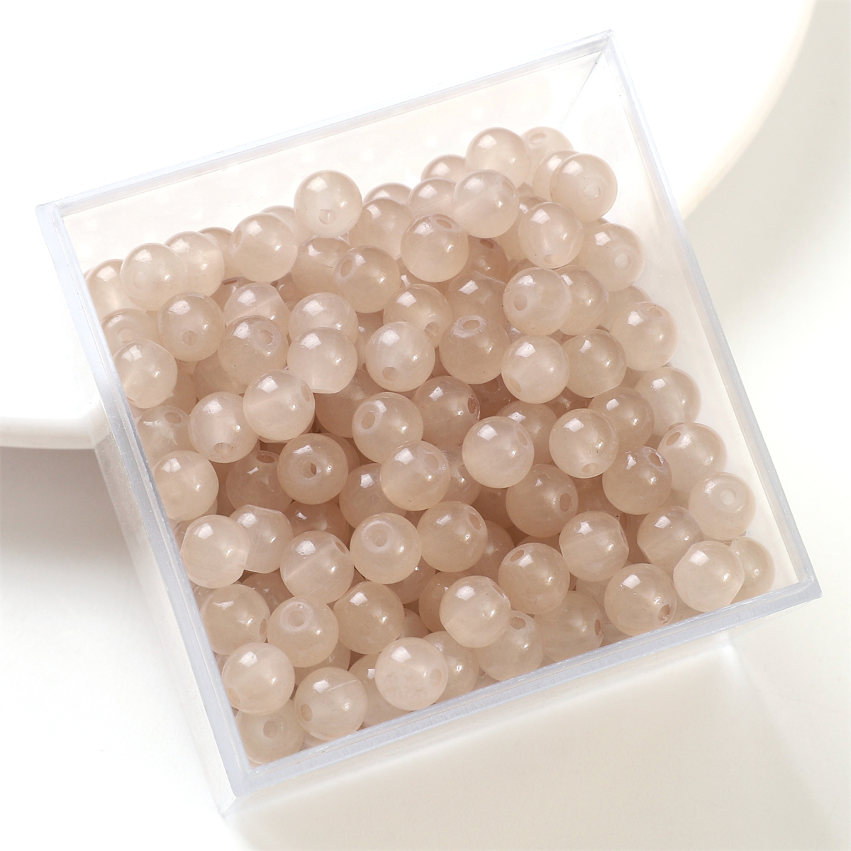 50pcs 6mm gelée de verre couleur unie Imitation Jade perles rondes perles en vrac bricolage à la main collier Bracelet perles bijoux accessoire: WHITE
