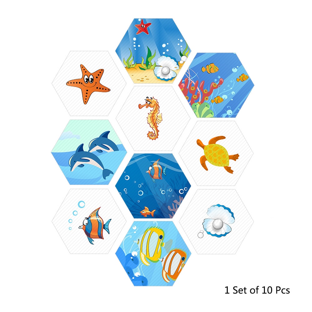 10pcs/Set PVC Imitation Marble Hexagonal Tile Stickers Bathroom Kitchen DIY Home Nonslip Floor Tiles DIY 3D Stickers Home Decor: 04
