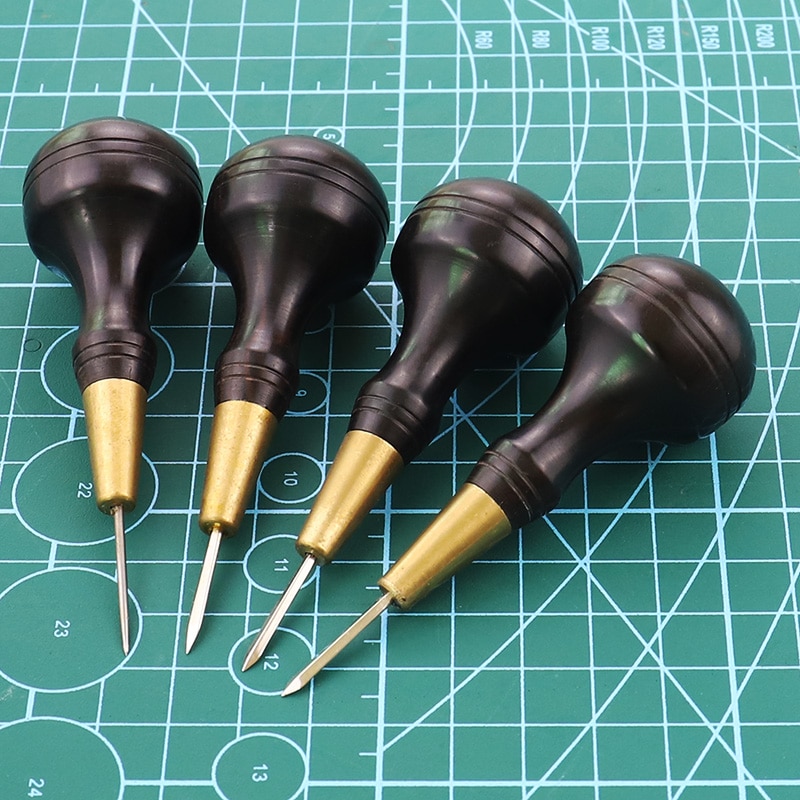 Diamond Shape Stitching Awl Ebony Blackwood Handle Leather Craft Sewing Awl Handmade Sewing Tools DIY Stitcher Taper