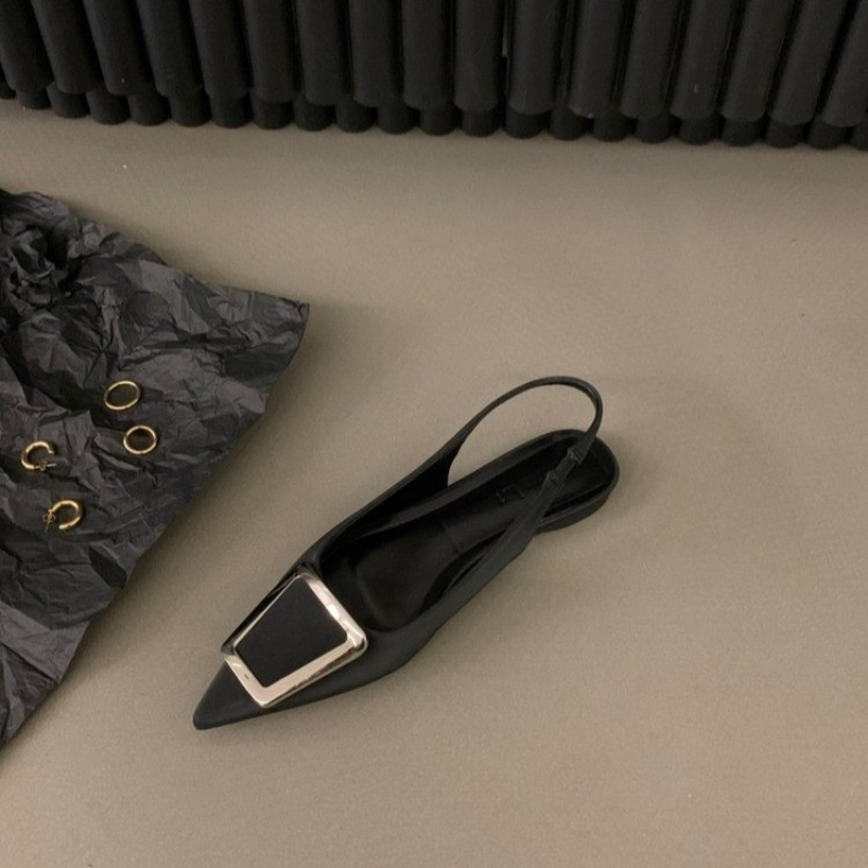 Sommer damesandaler sko strass slip på flate hæler dame spisse tå slingback sandaler