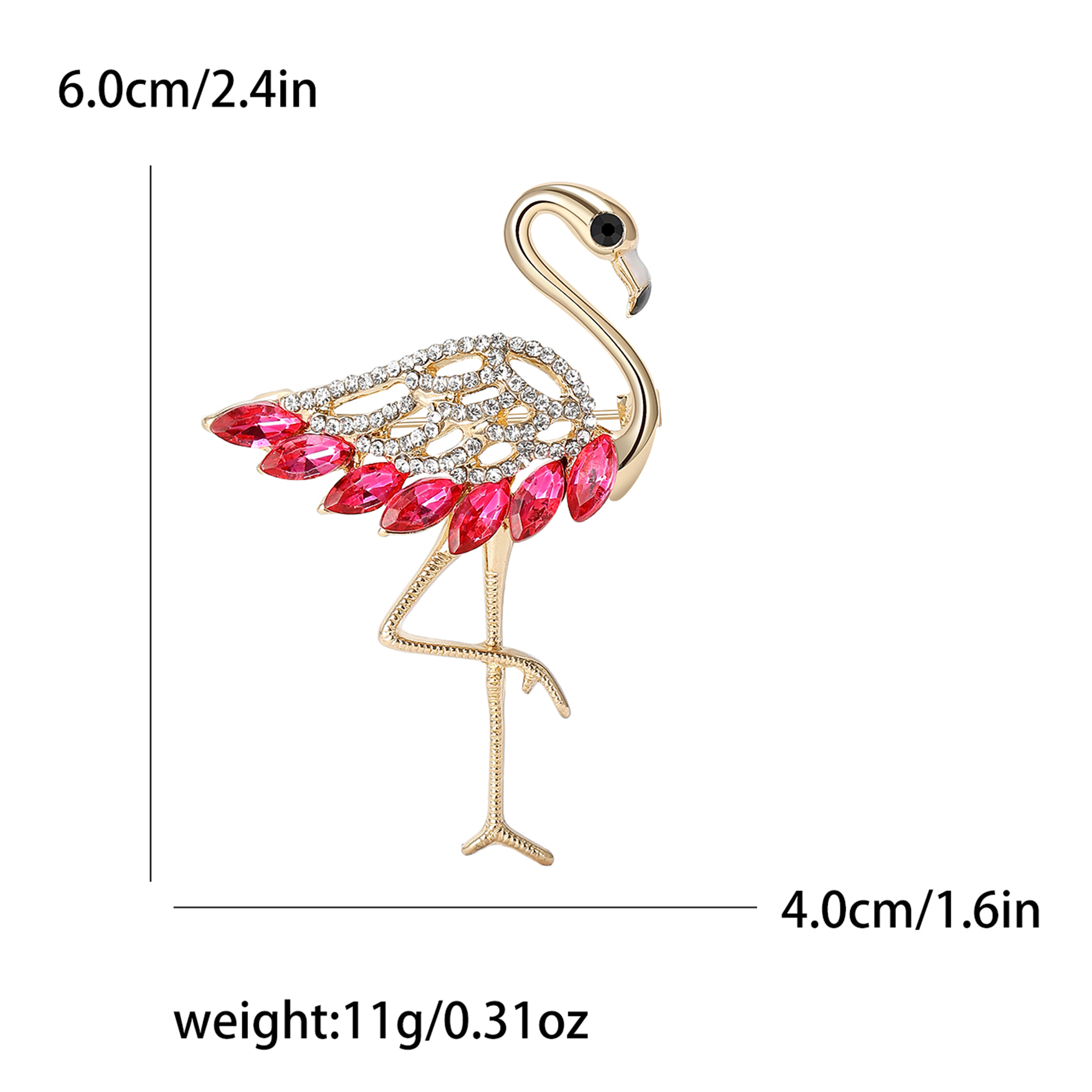 Spille con fenicotteri con strass per donna Spille smaltate per uccelli animali Banchetto Zaino per feste Regali Accessori per gioielli: Rosa colore Oro