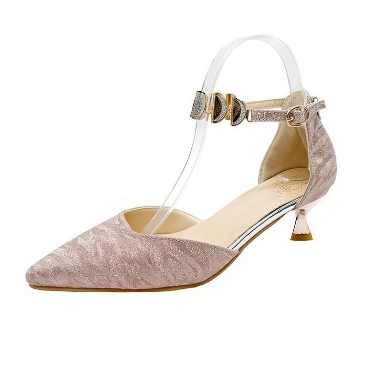 Beige Heeled Sandals Female Shoe 2022 Summer Buckle Strap Med Black Girls Closed Stiletto Silver Comfort Medium Gold Sca