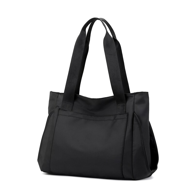 Bolsa de ombro feminina ao ar livre portátil bolsa de viagem feminina grande capacidade saco de senhoras tote de náilon sacola de compras bolsas: Black