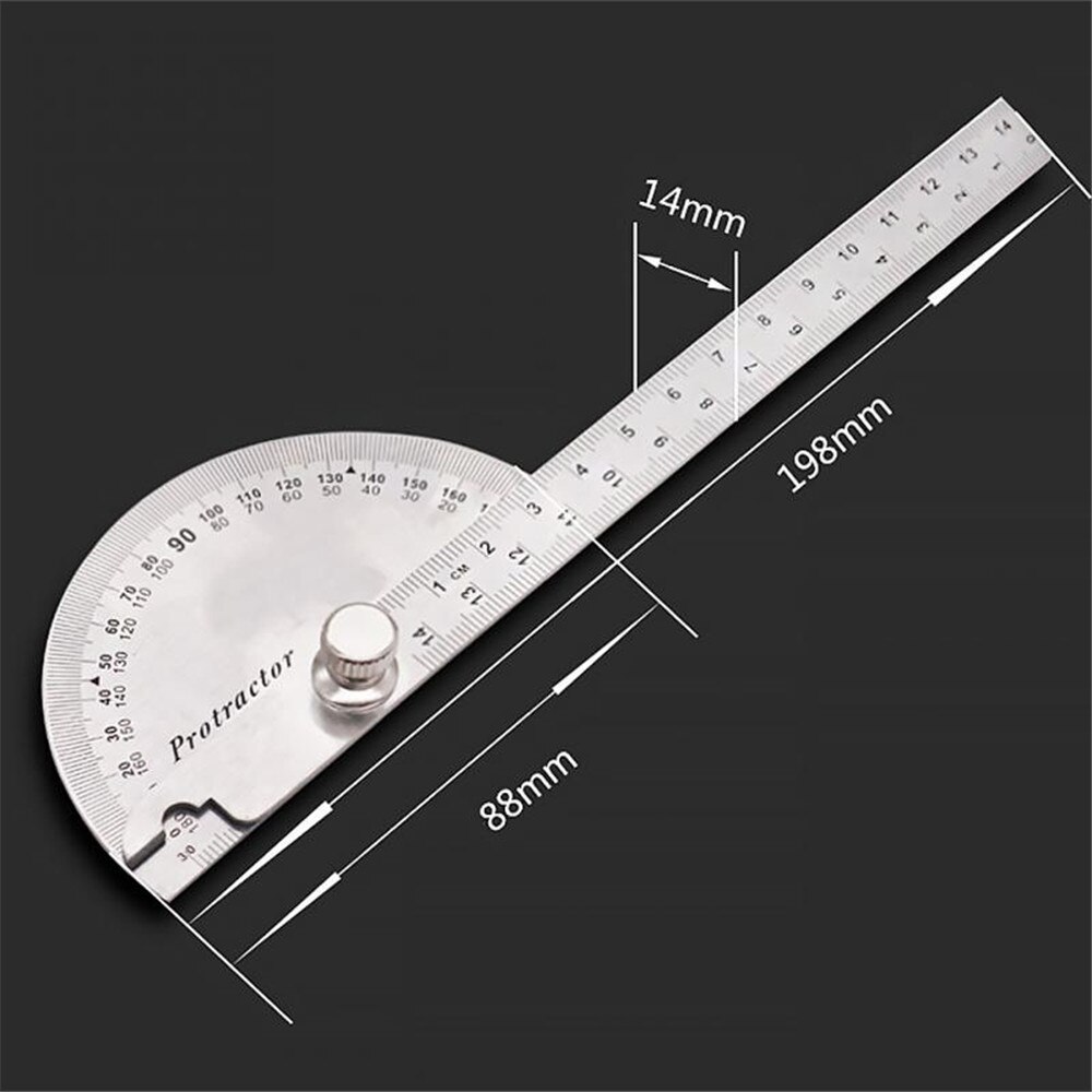 10cm 14.5cm 15cm 180 Degree Adjustable Protractor multifunction stainless steel roundhead angle ruler mathematics measuring tool
