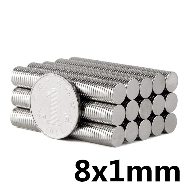 50pcs neodymium 8x1mm Disc Zeldzame Aarde Neodymium magneet 8*1mm Super Sterke Magneten 8mm x 1mm N35 magnetische