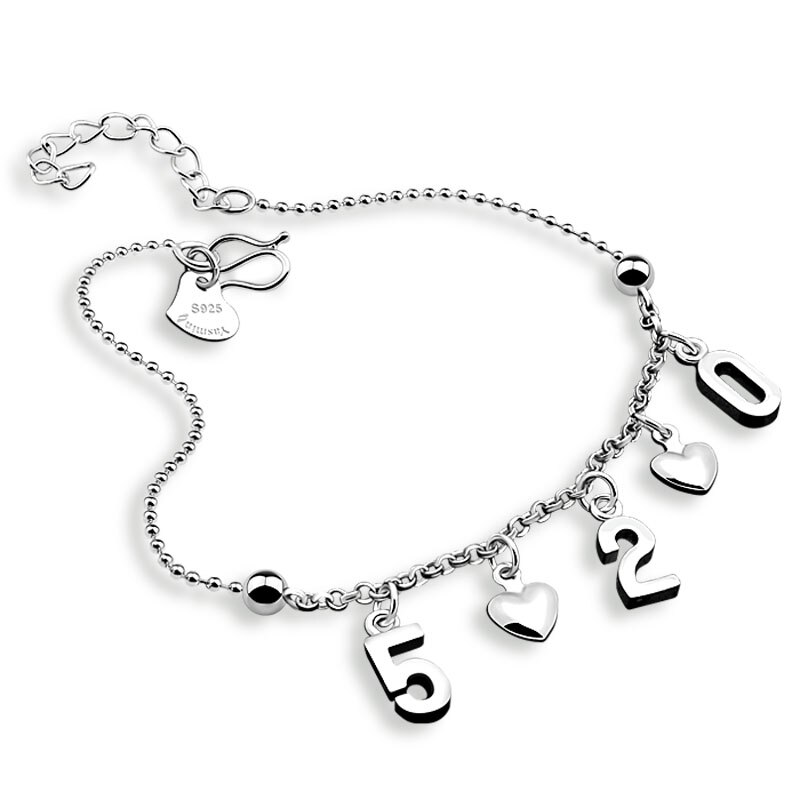Einfaches fußkettchen aus sterlingsilber mit 925 anhängern, herzförmiges silber-fußkettchen, bezaubernder damenschmuck, partyschmuck
