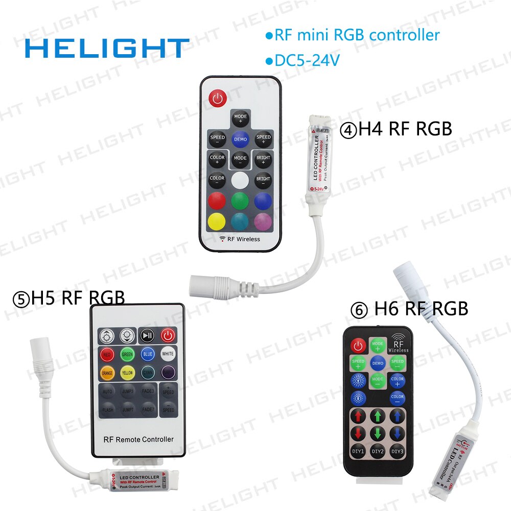 Mini rf langaton led-himmennin kaukosäädin mini rf rgb ohjain yhdelle/rgb värilliselle led-nauhalle 5050/3528/5730/5630/3014