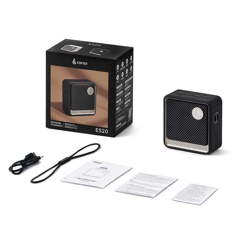 Edifier ES20 Altavoz Bluetooth portátil altavoz inalámbrico IP67 efectos de luz impermeables altavoces exteriores graves profundos con micrófono: Negro