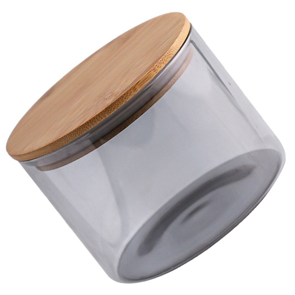 Bocal de stockage de fruits secs en verre, récipient de cuisine scellé avec couvercle en bois # h5 1 pièce