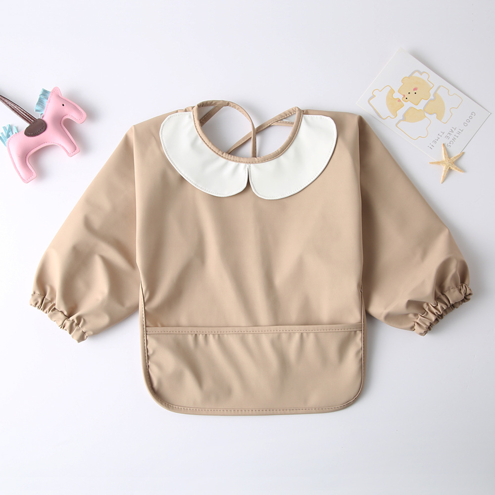 Bebê à prova dwaterproof água babadores arroto pano com bolso alimentação do bebê desenho blusa para crianças acessórios do bebê infantil avental crianças coisas: 3 / S(6-12M)