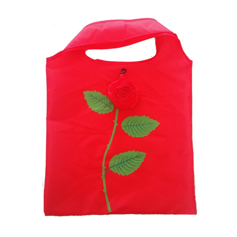 Reusable Shopping Bag Eco Friendly Foldable Grocery Bags Simulation Flower Large Capacity Tote H7JP: Red