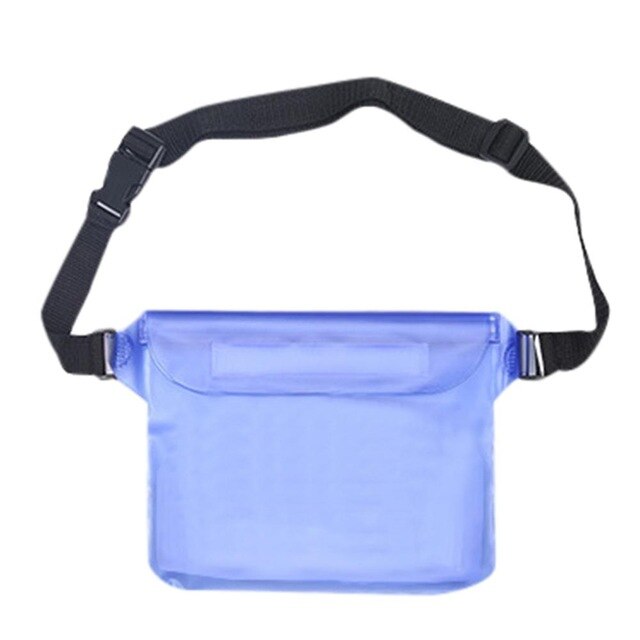 Vandtæt svømmetaske til mobiltelefonpose justerbar taljepakke taske skuldertasker til udendørs vandstrandbådssport: Blå