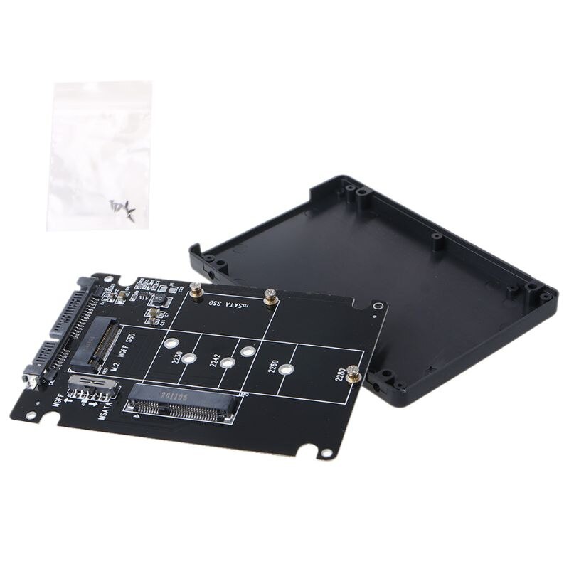 MSATA/M.2 to SATA3 Adapter Card Enclosure Box for 2.5\" SSD PC Computer 24BB