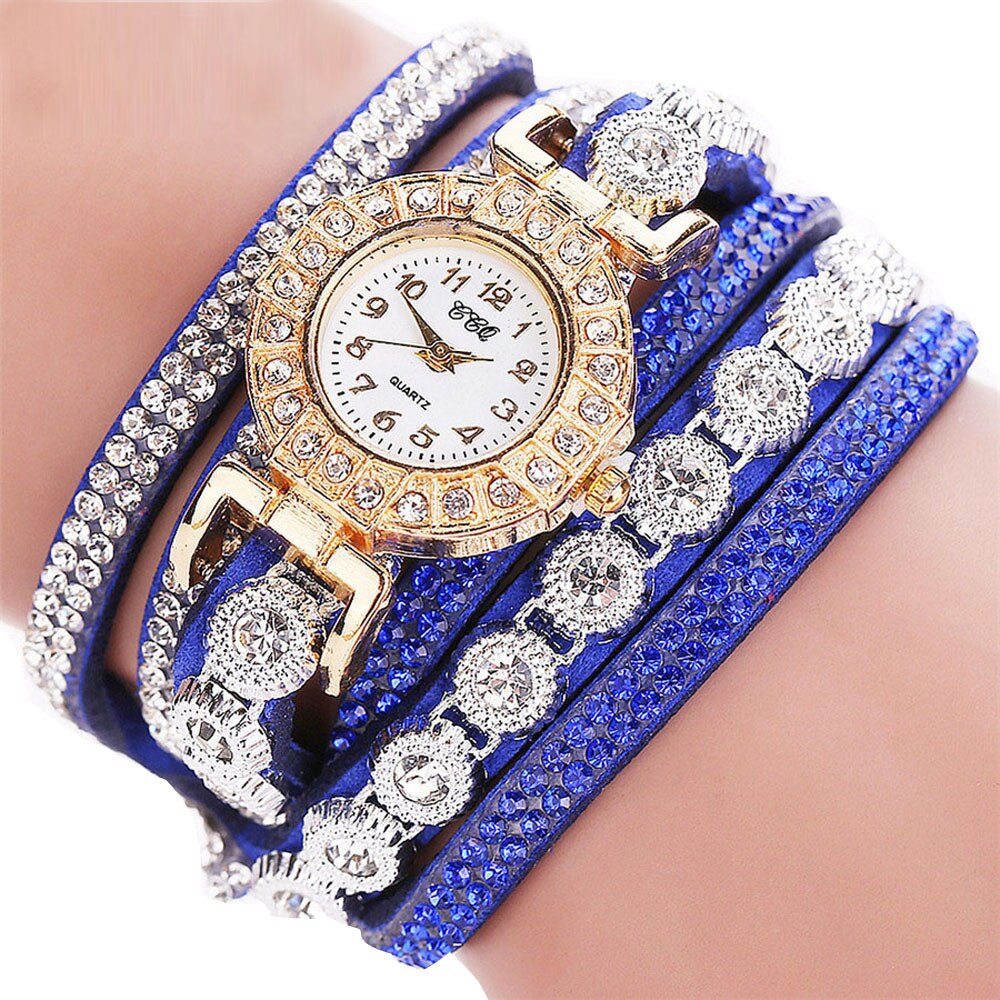 Vrouwen casual analoge quartz armbanden vrouwen strass horloge armband horloge zegarek damski vrouwen horloges reloj mujer: Blauw