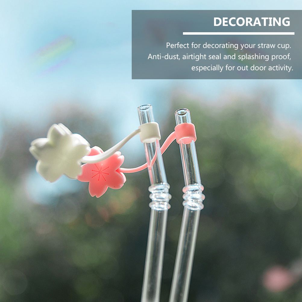 4Pcs Cherry Cloud Strawberry Silicone Straw Plug Reusable Drinking Dust Cap Glass Cup Accessories Plugs Tips Cover A50