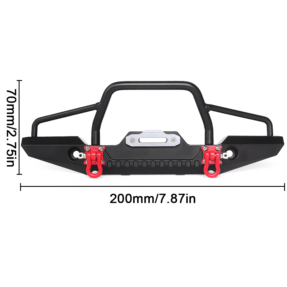 INJORA Metalowy przedni tylny zderzak z oświetleniem LED do gąsienic 1/10 RC Axial SCX10 i SCX10 II 90046 90047 Części modernizacyjne