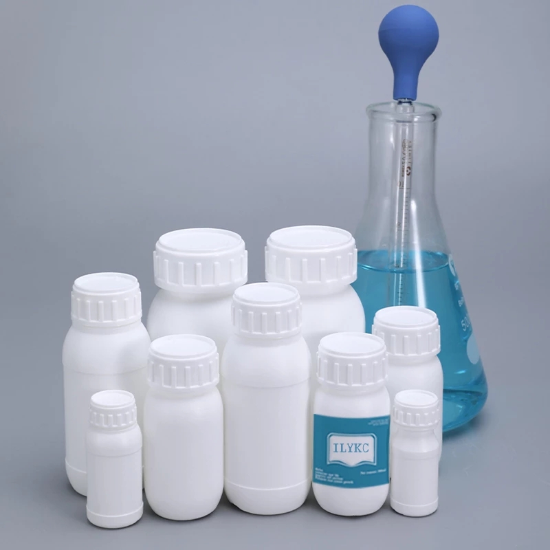Botella vacía redonda de pesticida, botella de reactivo de Material HDPE, gruesa de alta barrera, 250ML, 500ML, 1000ML