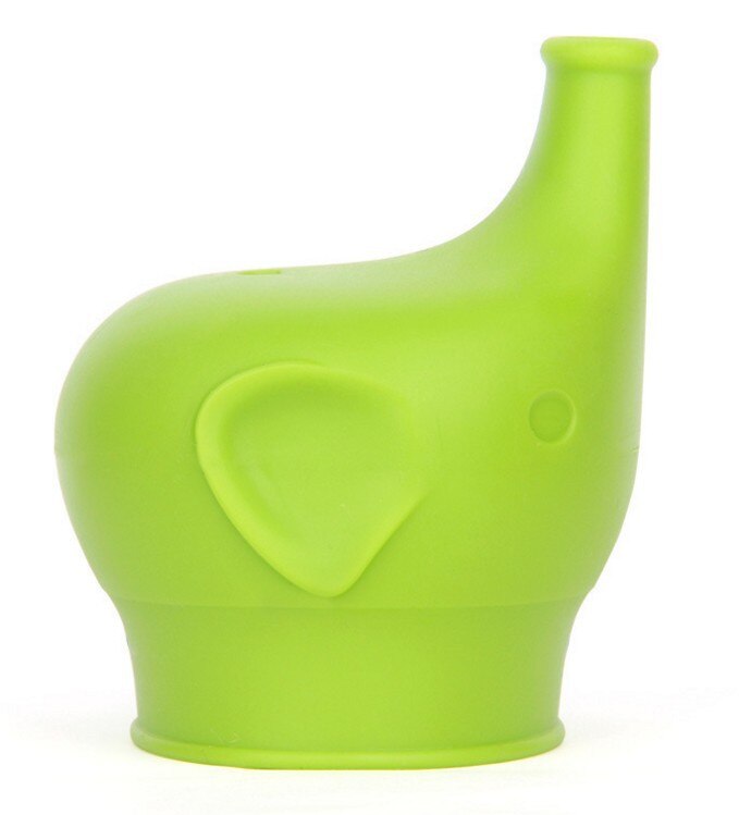 Kids Siliconen Sippy Deksels Reuseable Rekbaar Lekvrij Voor Flesvoeding: Green Elephant