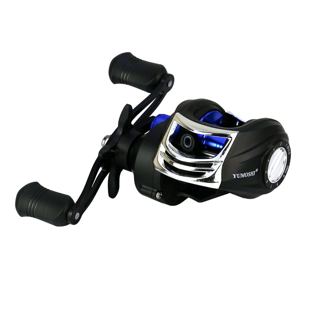 AK200 moulinet de pêche trois couleurs Baitcasting bobine empêcher la ligne frite 18 + 1BB résistant à l'usure AllMetal culbuteur carpe matériel de pêche: black blue / Gauche main