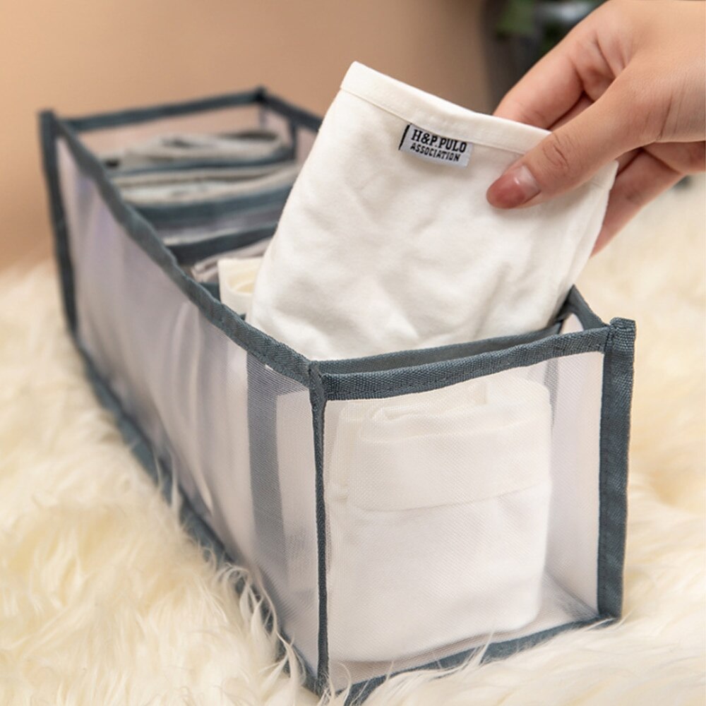 Opvouwbare Ondergoed Opbergdoos Met 6/7/11 Compartimenten Nylon Divider Doos Sokken Bra Underpants Garderobe Drawer Closet Organizer #