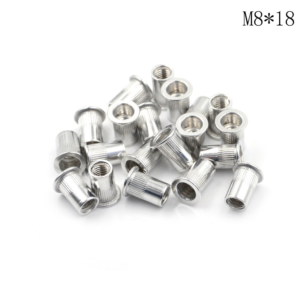 20Pcs/lot M4 M5 M6 M8 M10 Aluminum Alloy Rivnut Flat Head Threaded Rivet Insert Cap Rivet Nut: M8x18
