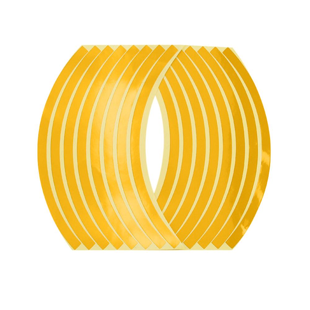 16Pcs Universal Motorcycle Wheel Rim Reflective Stickers 14inch Moto Bicycle Decal Traffic Safety Reflective Motorbike Sticker: YELLOW