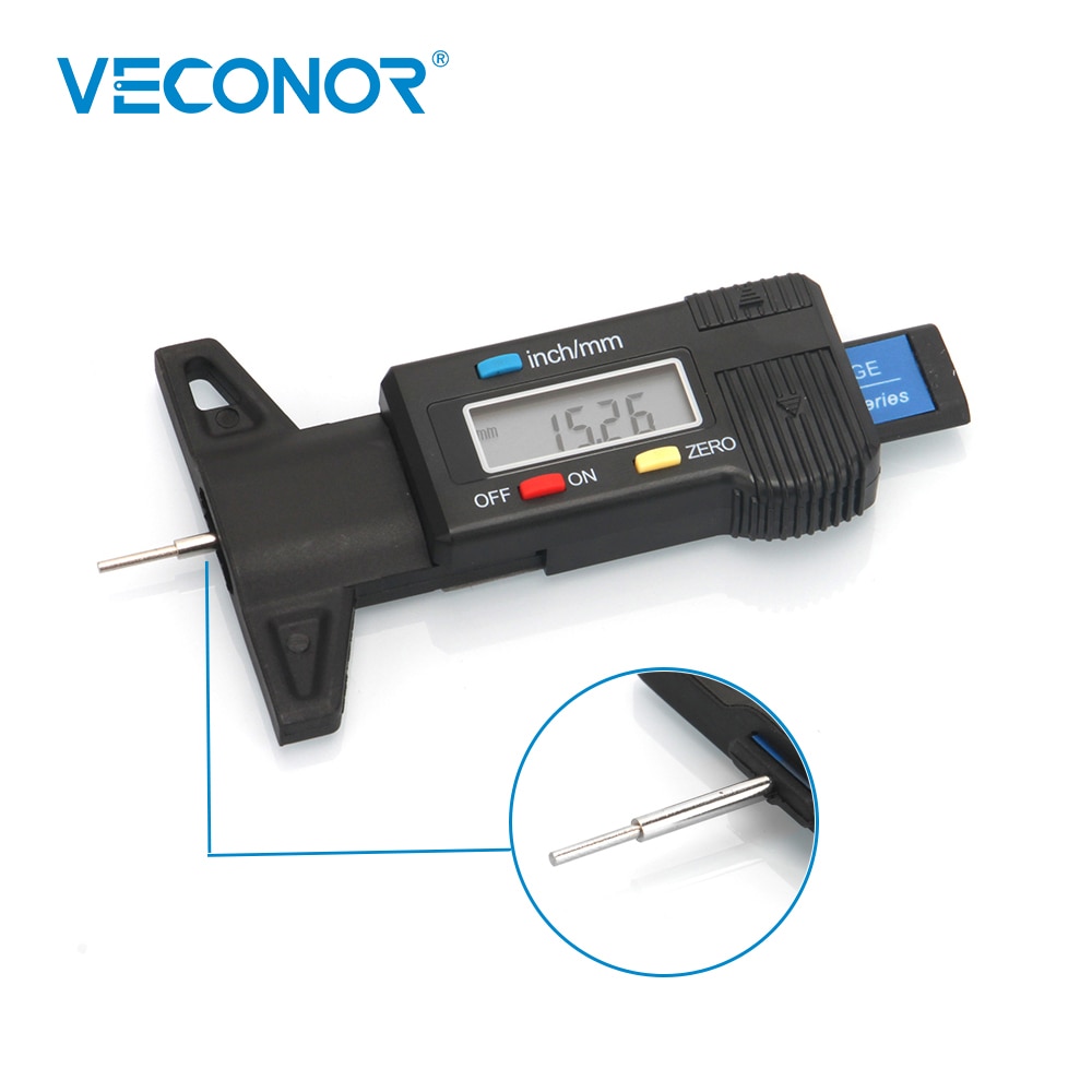 Digital Tread Depth Gauge Measuring Tool With LCD Display Tester Meter For Thread Depth Thickness Detection Inspection Tools