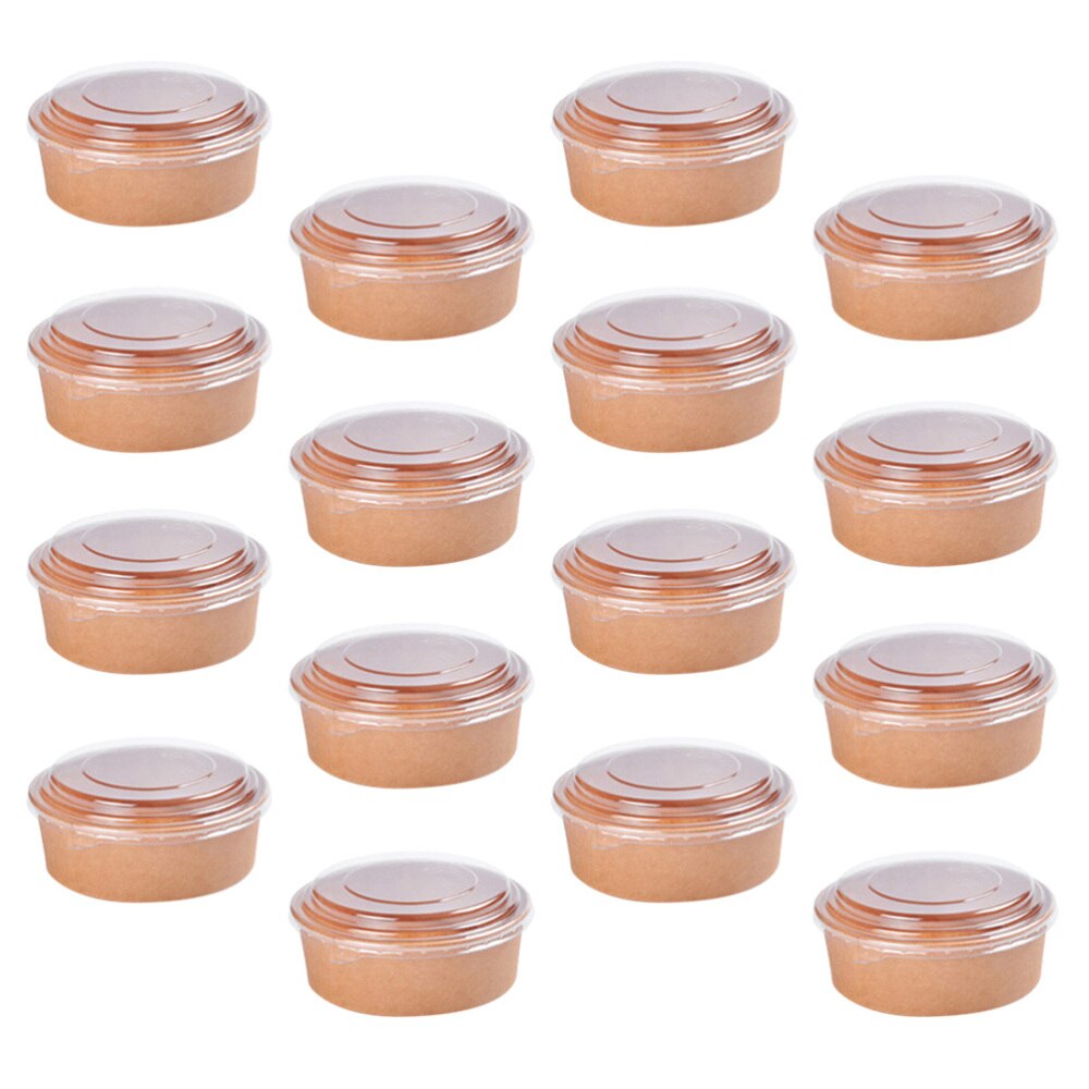 20 stk engangs kraftpapir skåle frugtsalat skål mademballage beholdere fest favor  (16oz,  med låg): Som vist 1
