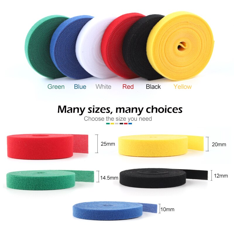5M Freies Cut Nylon Mehrweg Kabelbinder Lagerung Kabel Computer Daten Kabel Power Kabelbinder Klett Verschluss Management Protector