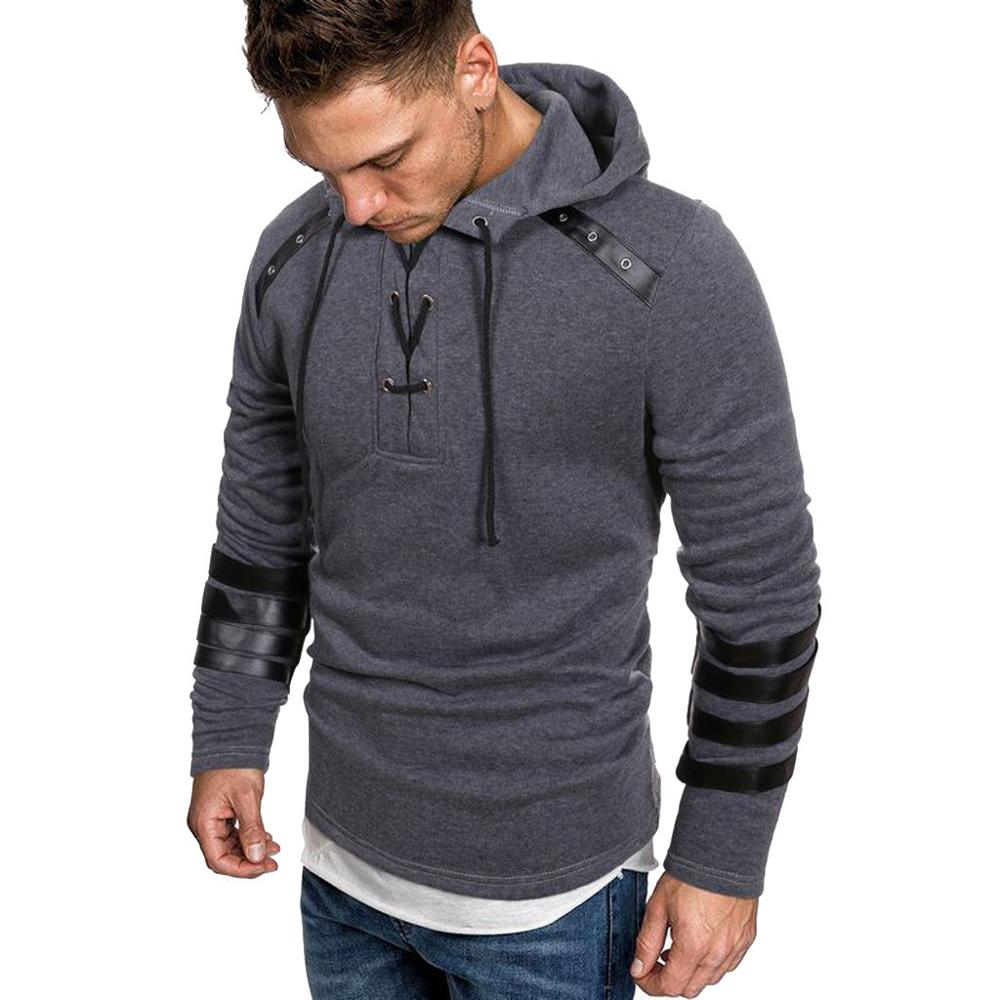 Chandal Hombre Sudadera Homme Hoodies Mens Clothes Autumn Long Sleeve Patchwork Hoodie Hooded Sweatshirt Top Outwear: M / C