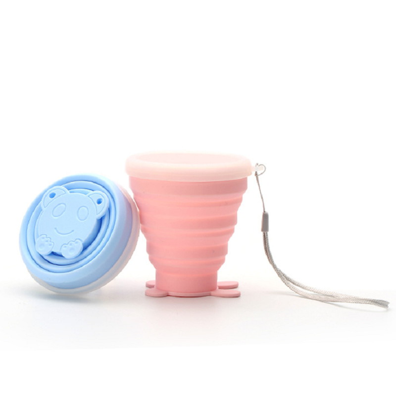 Draagbare Siliconen Cup Opvouwbare 200Ml Outdoor Telescopische Cup Kleine Cartoon Siliconen Vouwen Reizen Intrekbare Gorgelen Cup