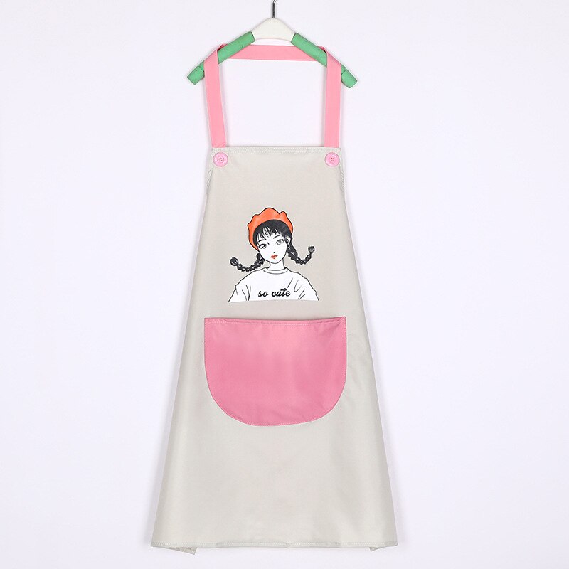 Apron Cooking Kitchen Waterproof Aprons Chef Apron with Pockets for Home Restaurant Garden BBQ Coffee House Apron YU-Hom: white pink