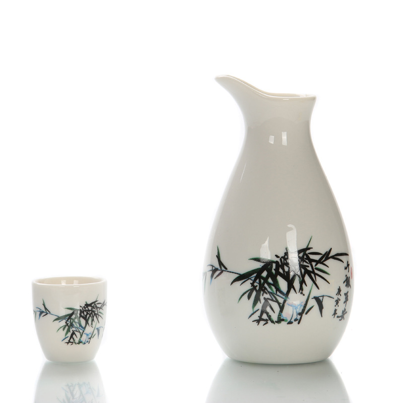 1 Pot 8 Cups Ceramic Wine Set Home Chinese Style Baijiu Wine Set Box Ceramic Dispenser Wine Glasses