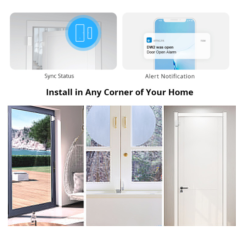 Sonoff  dw2 wlan-tür- und fenstersensor mit öffnungs-/schließerkennung, smart-home-sicherheitssystem, steuerbar per ewelink-app und alexa