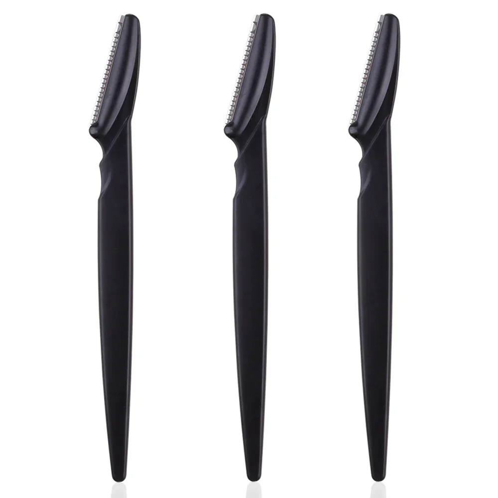 Cortadores de depilación para cejas, cuchillo de seguridad, raspador de maquillaje, recortador de cejas, afeitadora facial portátil, 3/10 Uds.: BLACK & RED
